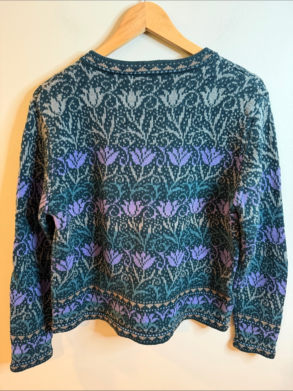Nomadic Traders Teal & Purple Fair Isle Ramie/Cotton Blend Cardigan - Picture 4 of 4